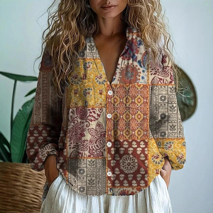 Brianna | Printed V-Neck Long Sleeve