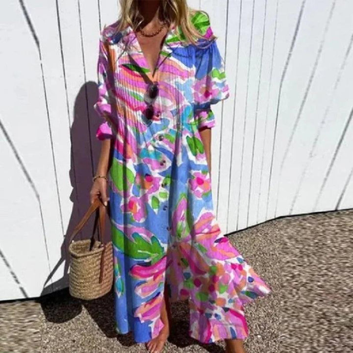Jade | Floral V-Neck Long Sleeve Maxi