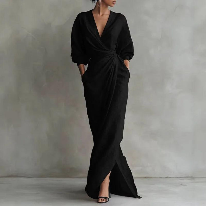 Elena | Women’s V-Neck Wrap-Waist Long Dress