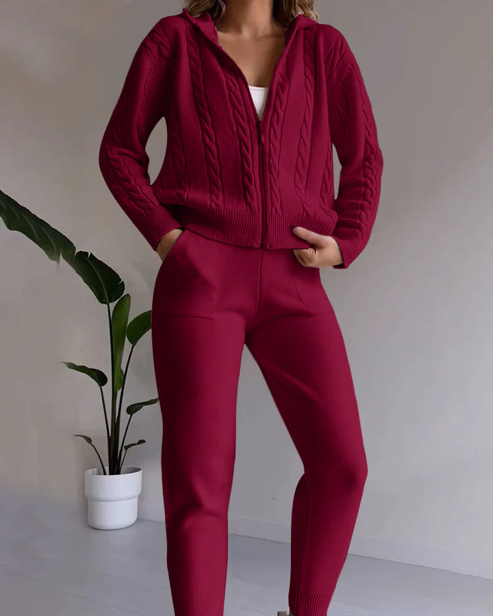 Anouk | Women's Cable-Knit Zip Hoodie & Legging Set