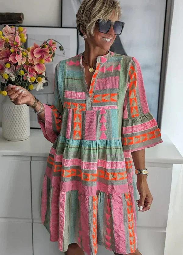 Ava | Elegant V-Neck Tiered Flowy Summer Dress