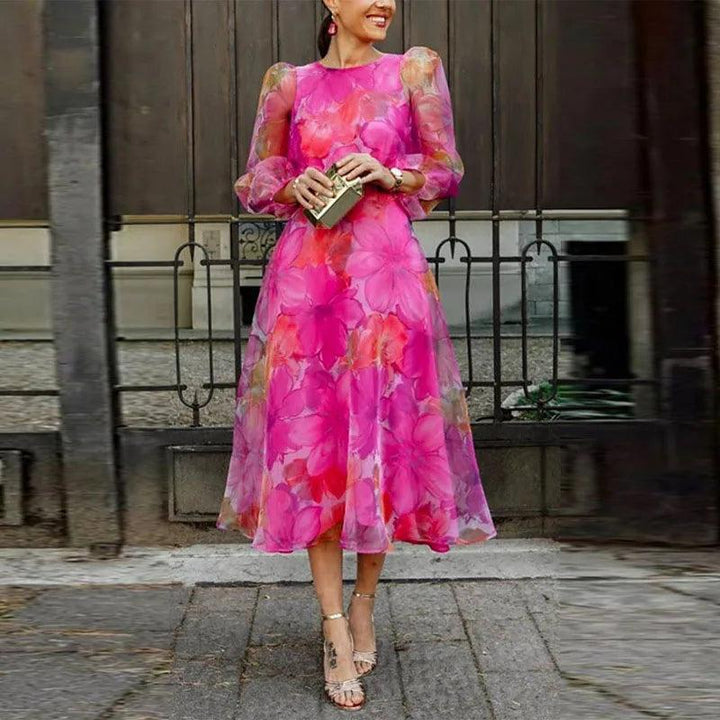 Annabelle | Women's Puff Sleeve Formal Midi Dress