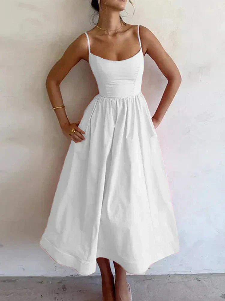 Analia | Spaghetti Strap Midi Dress