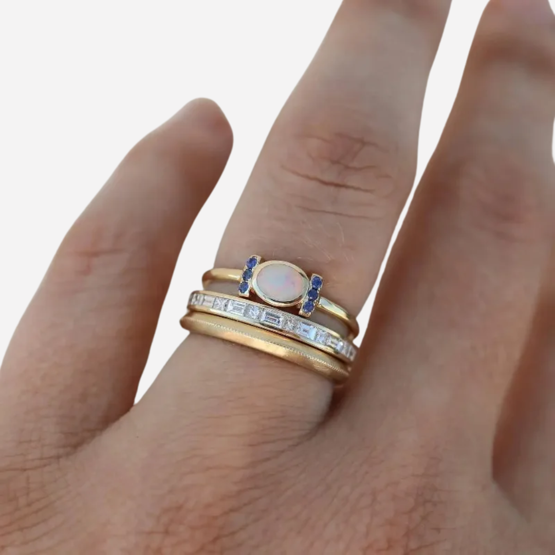 Vintage Golden Opal Ring Set