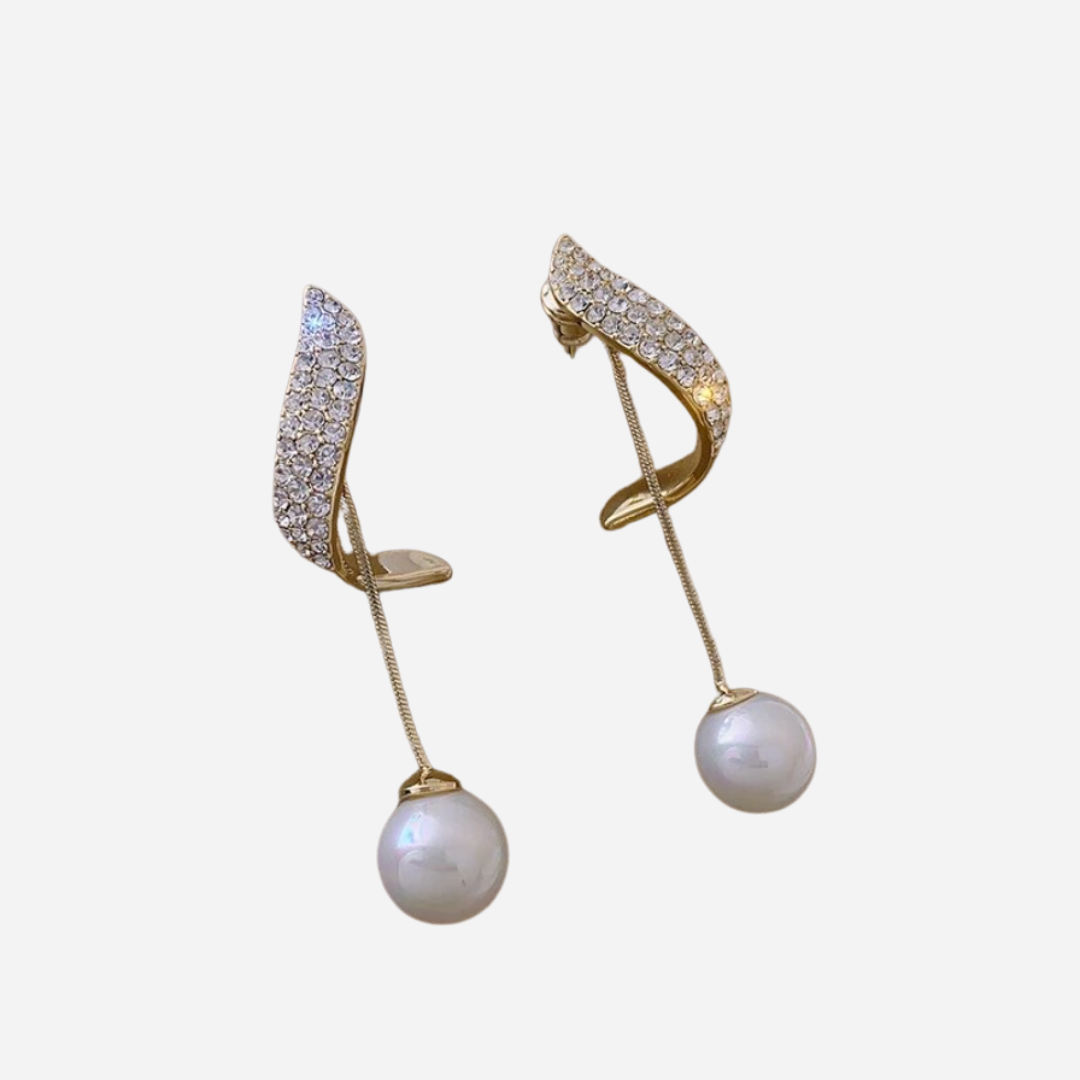 Pearl and Zirconia Dangle Earrings