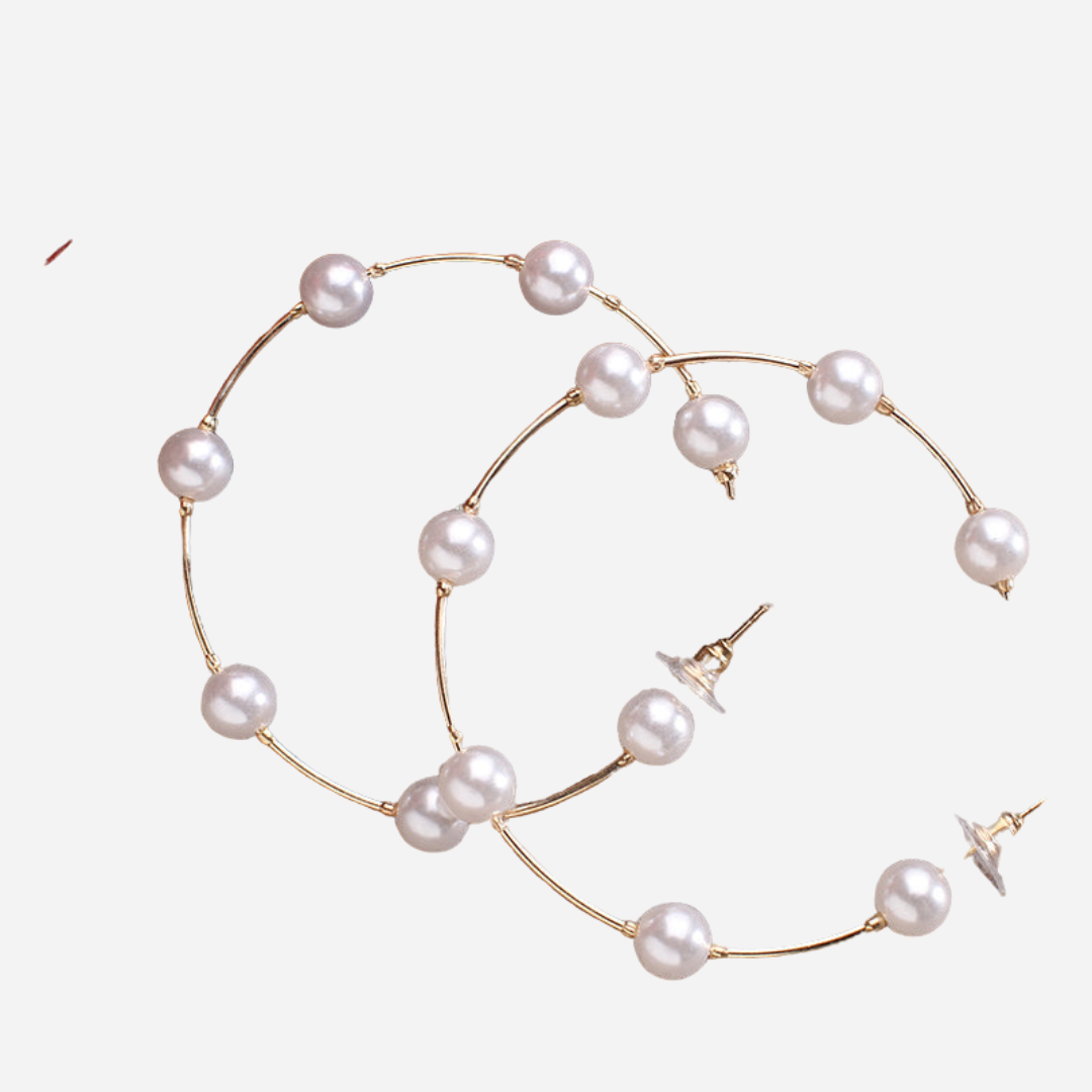 Pink Pearl Hoop Earrings