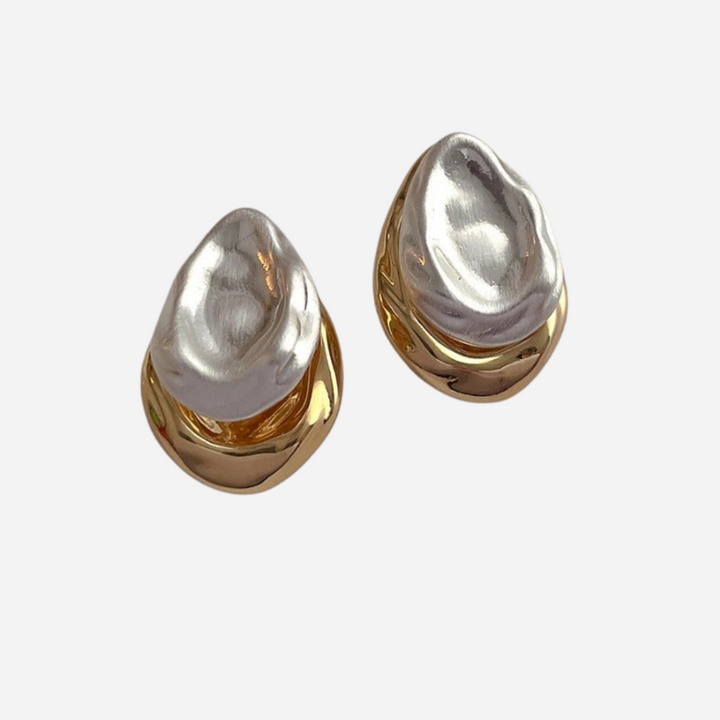 Earrings with Baroque Pearl Inlay