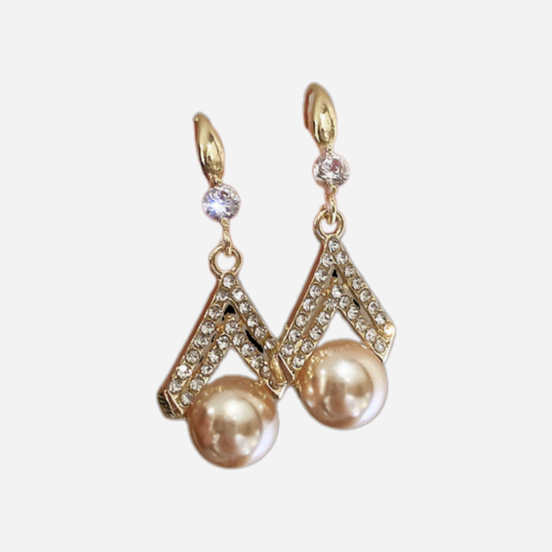 Elegant Drop Pearl Earrings with Stones
