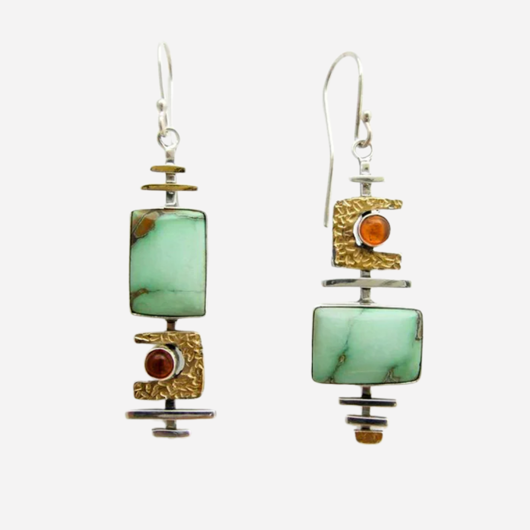 Vintage Green Old Stone Earrings