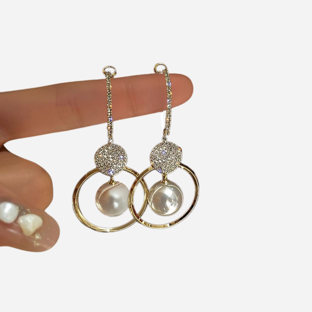Luxury Earrings with Cultured Pearls and Zircons