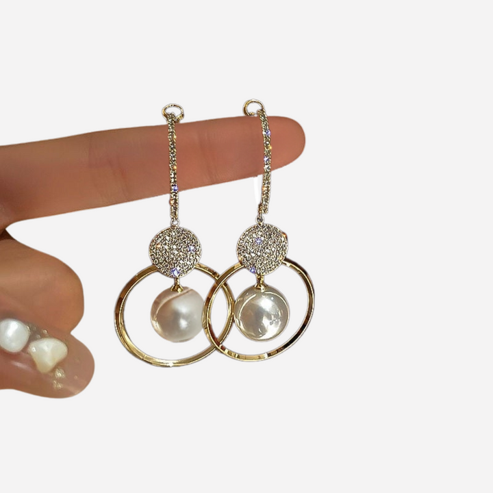 Luxury Earrings with Cultured Pearls and Zircons