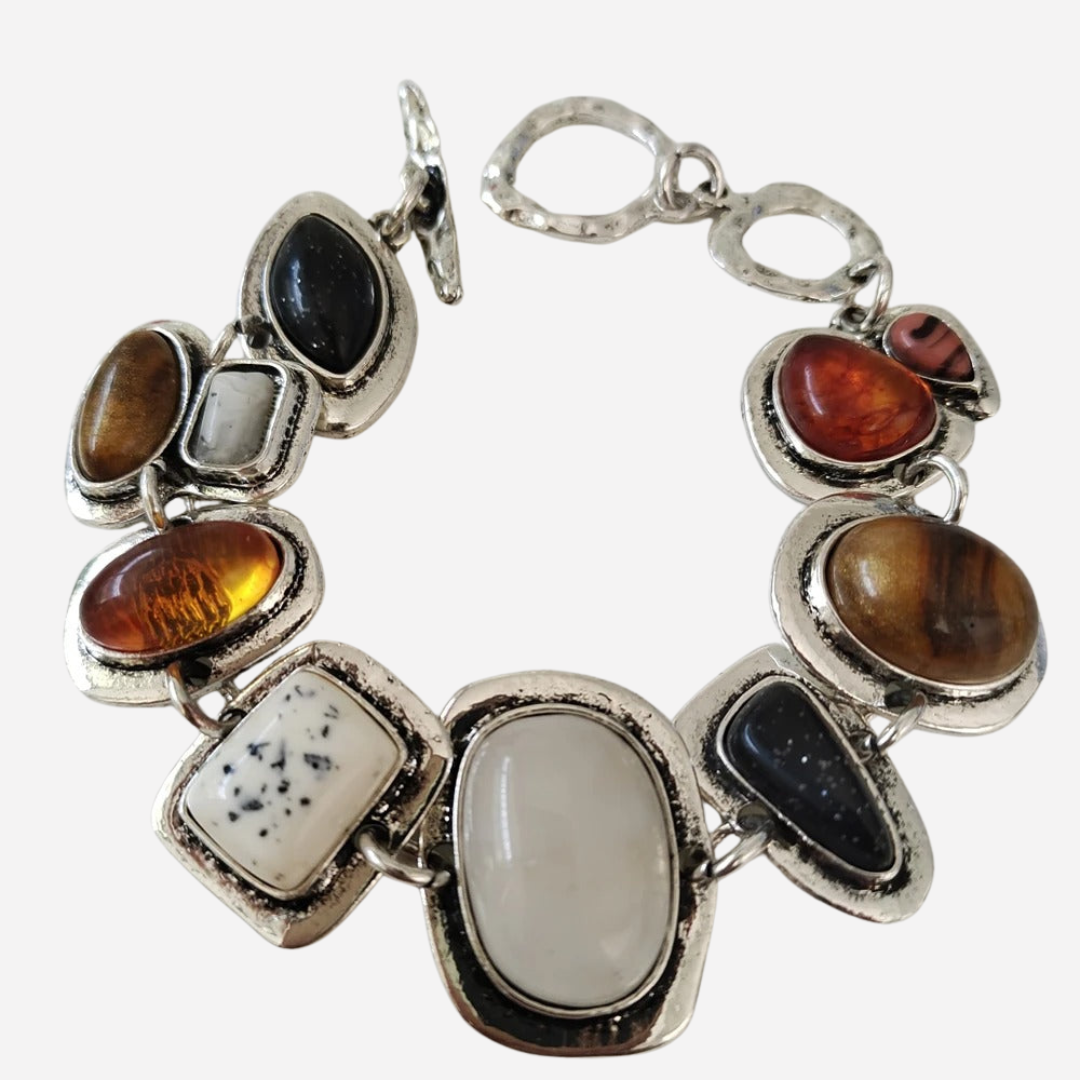 Vintage bracelet with Inlaid Gemstones