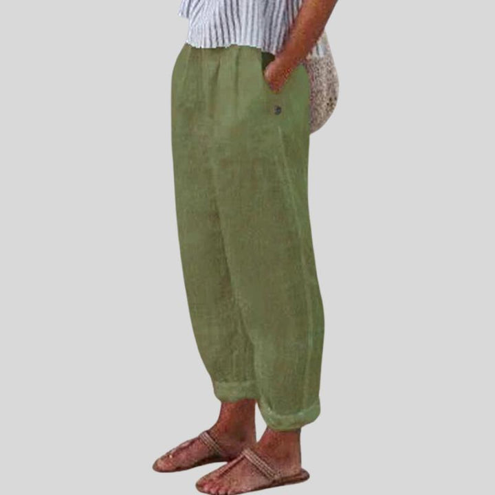 Emma | Folded Hem Linen Trouser for Women