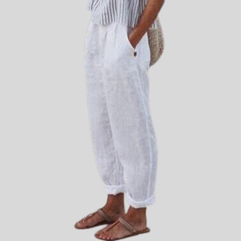 Emma | Folded Hem Linen Trouser for Women