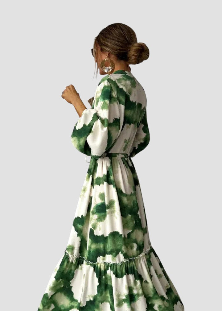 Athena | Abstract Print Tiered Maxi Dress