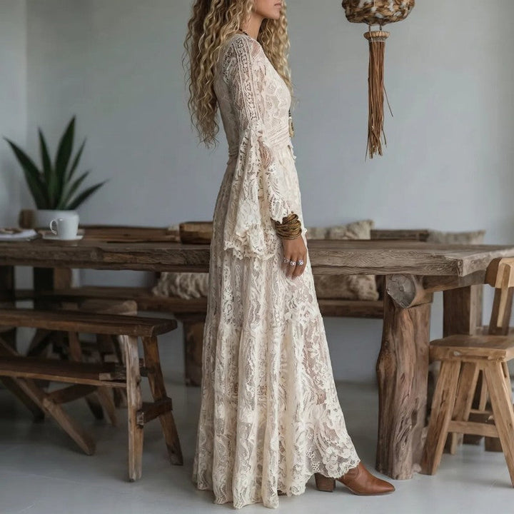 Lucille | Floral Bell-Sleeve Maxi Dress