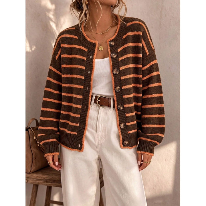 Céliane | Striped Knit Open-Front Cardigan