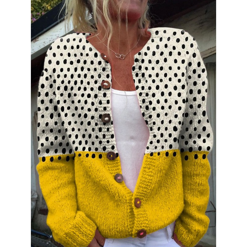 Juliet | Colourblock Polka-Dot Cardigan