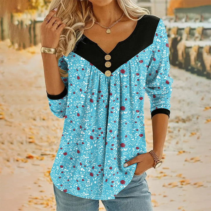 Clara | Floral Print V-Neck T-Shirt