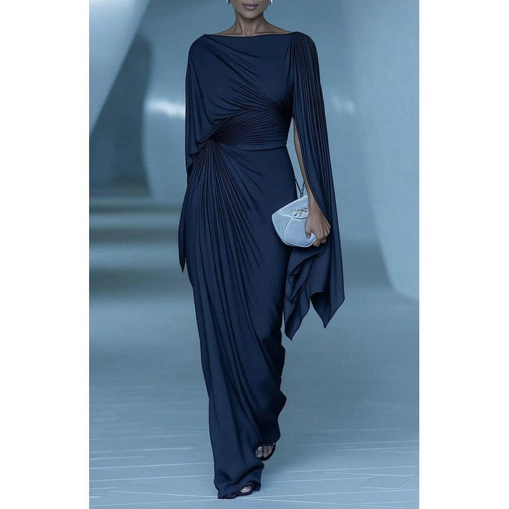 Sophia | Draped Cape-Sleeve Maxi Dress