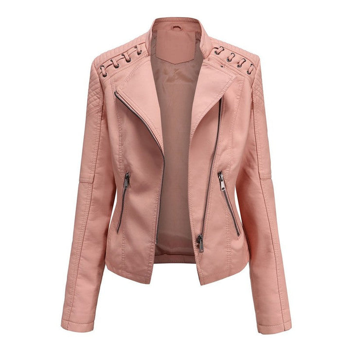 Eleanor | Asymmetrical Grommet-Trim Moto Jacket