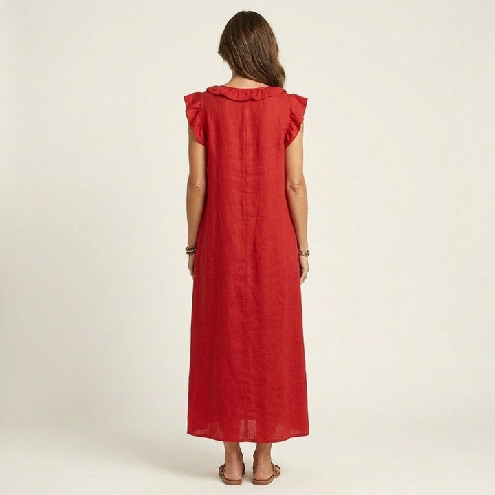 Olivia | Ruffled Neckline Maxi Dress