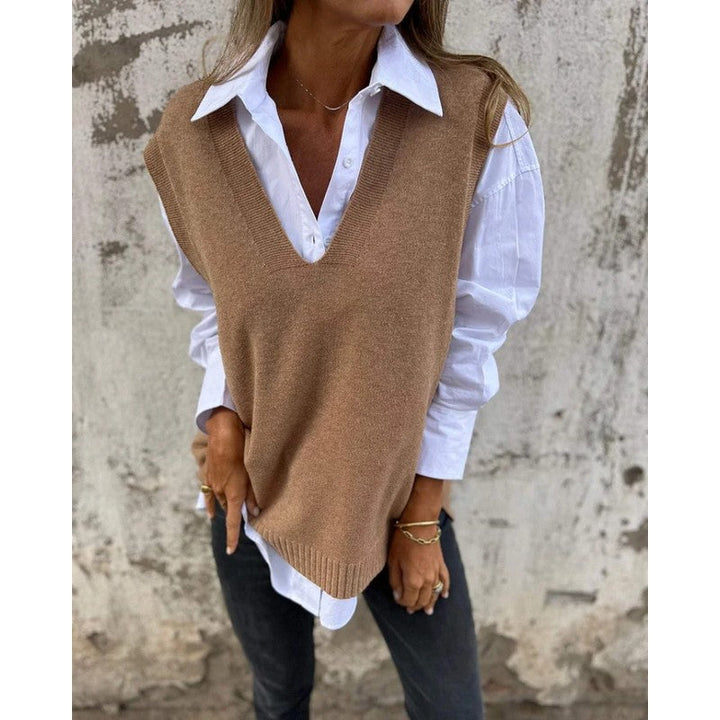 Marzanna | Sleeveless V-Neck Knit Sweater Vest