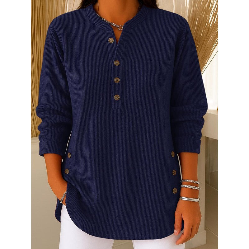 Ruby | Ribbed Knit Henley Top