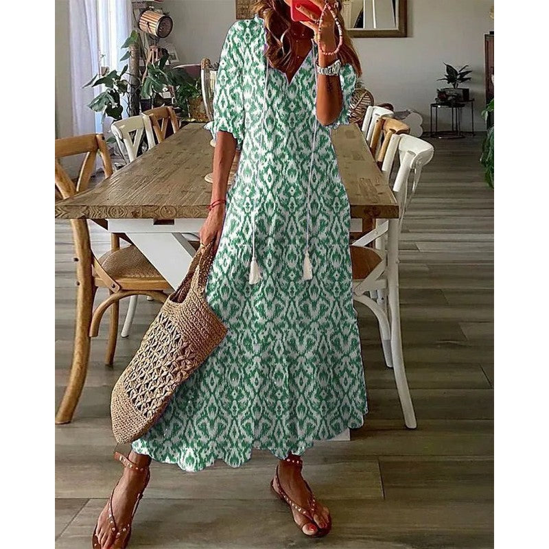 Anya | Bohemian Print Maxi Dress