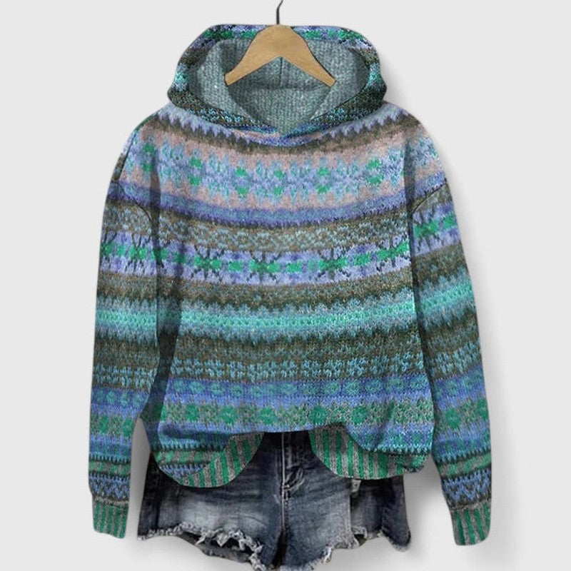 Elyvanyah | Retro Geometric Jacquard Hoodie