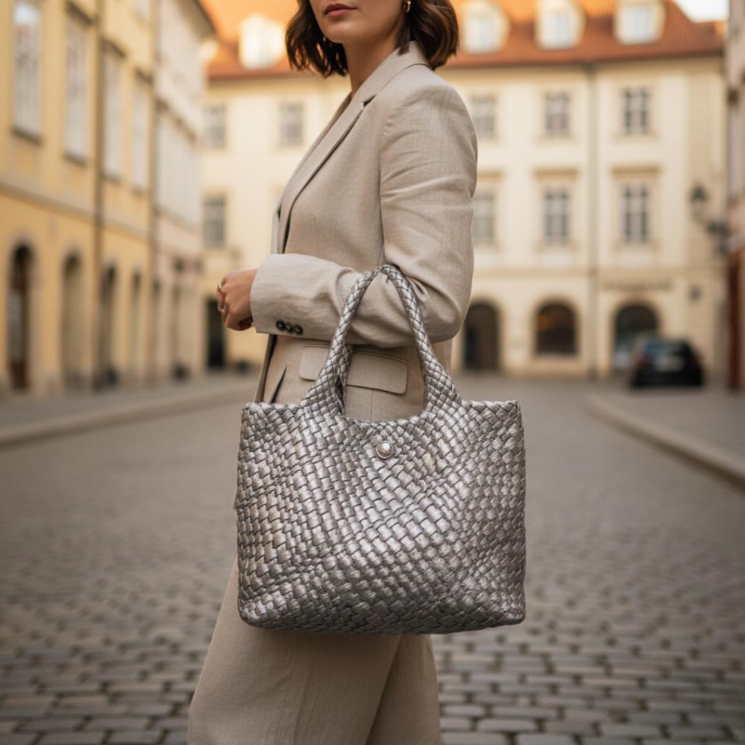 Avery | Women's Woven Leather Tote Bag