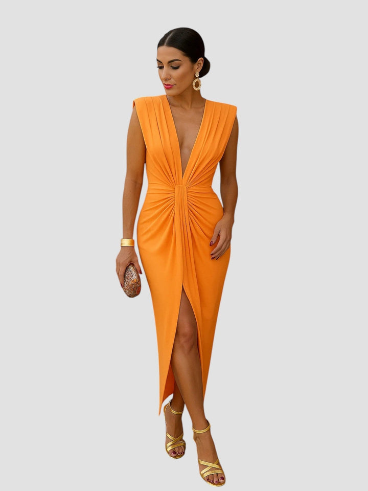 Tilly | Plunging Twist Front Midi Dress