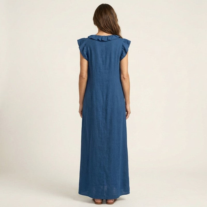 Olivia | Ruffled Neckline Maxi Dress