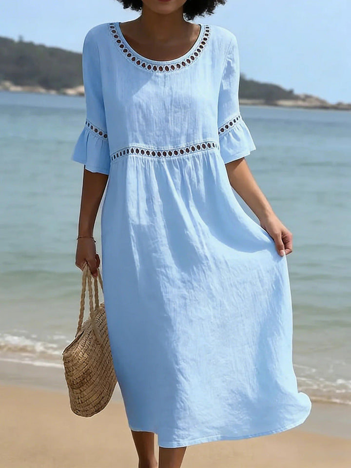 Oriana | Crochet Trim Midi Dress