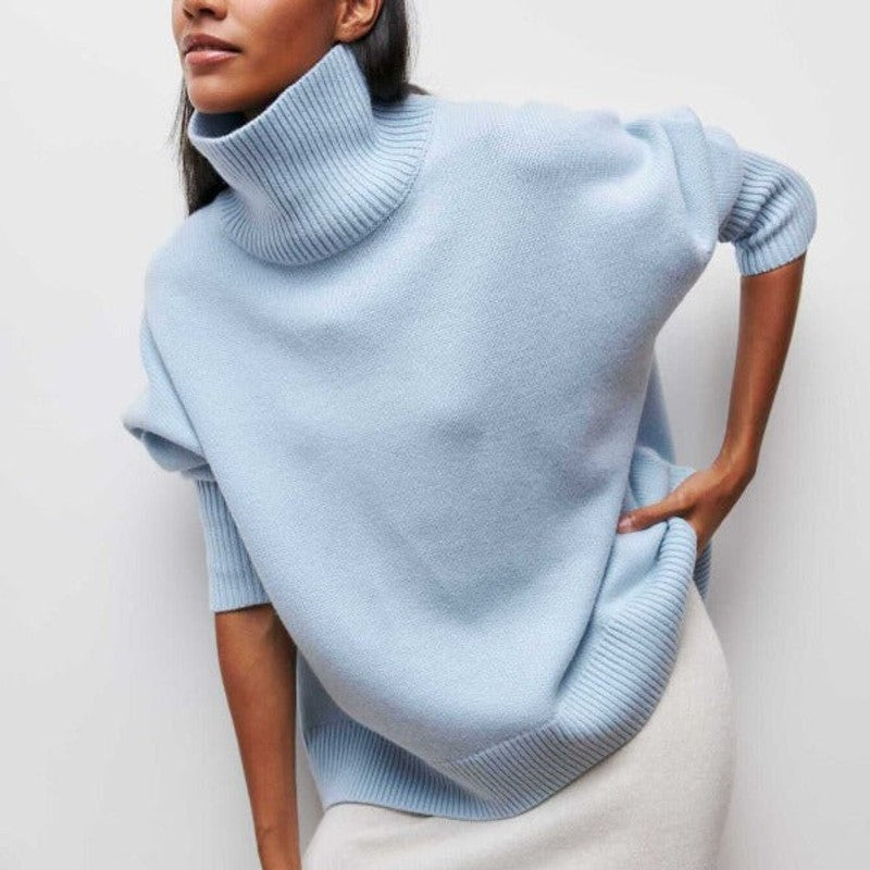 Adrianelys | Oversized Ribbed Turtleneck Sweater