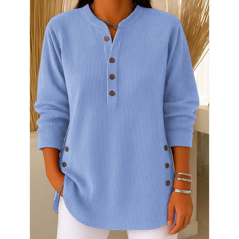 Ruby | Ribbed Knit Henley Top