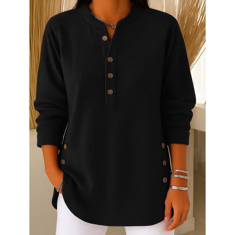 Ruby | Ribbed Knit Henley Top