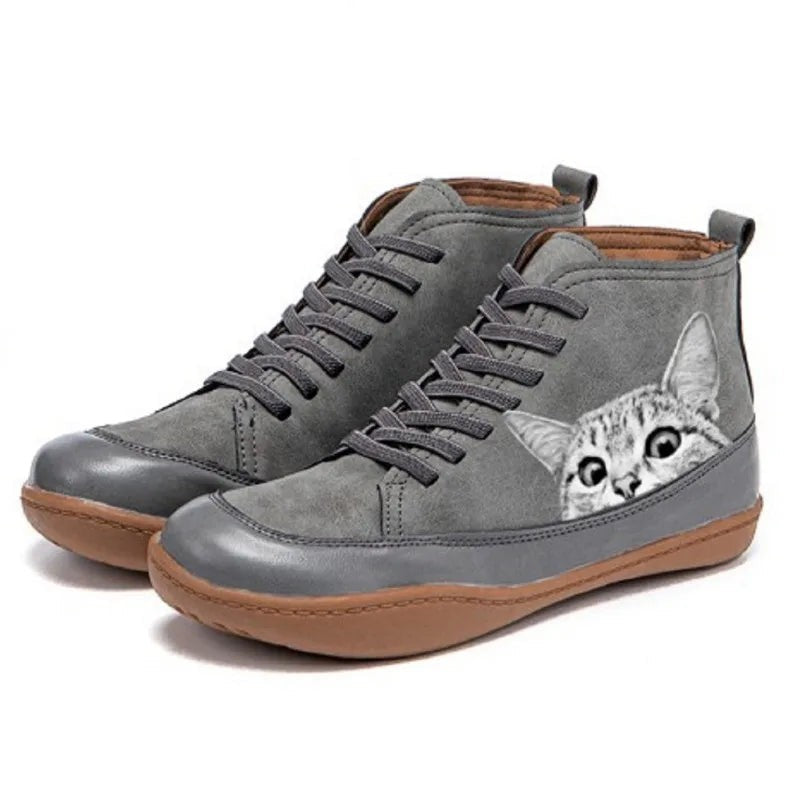 Eliza | Cat Graphic Ankle Boots