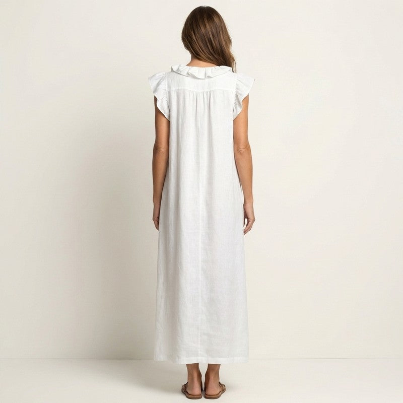 Olivia | Ruffled Neckline Maxi Dress