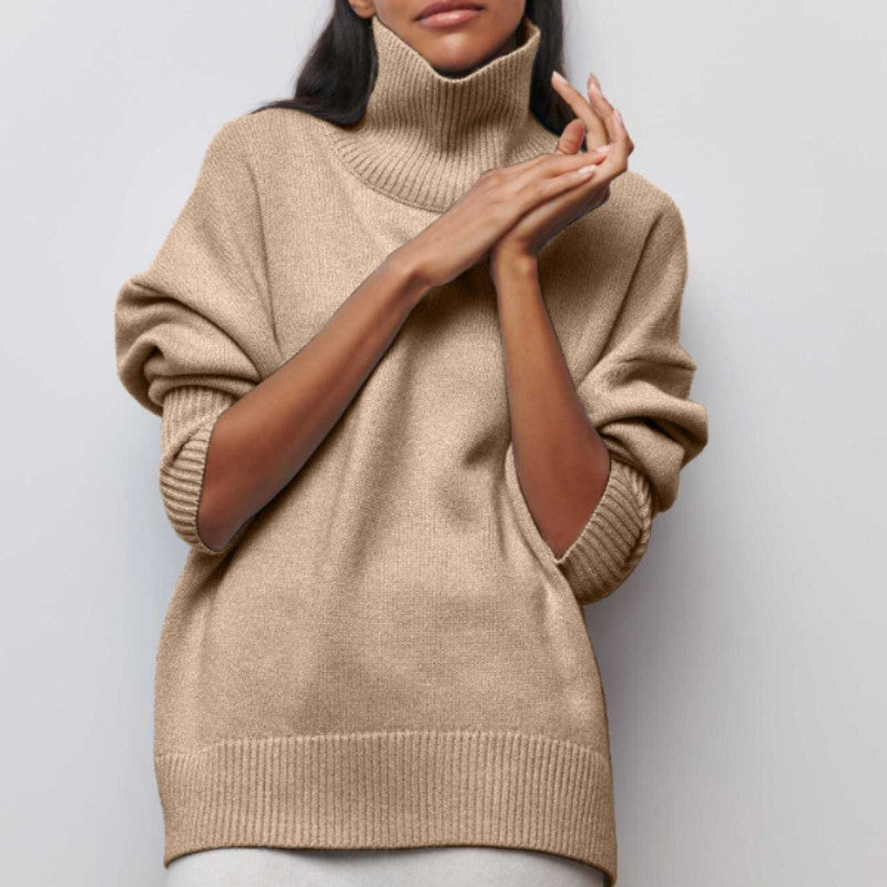 Adrianelys | Oversized Ribbed Turtleneck Sweater