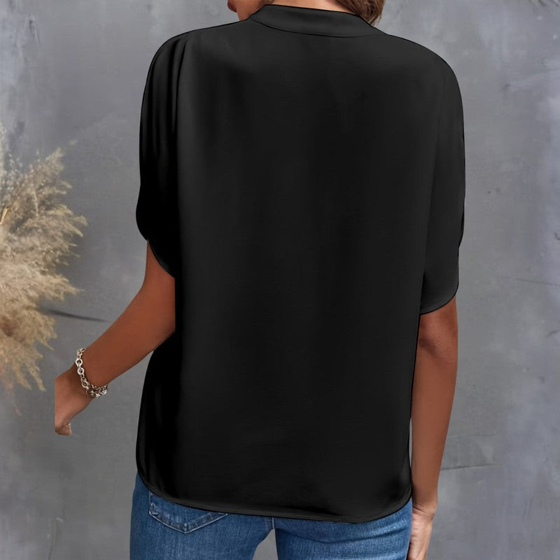 Women Blouse | Relaxed V-Neck Draped Top