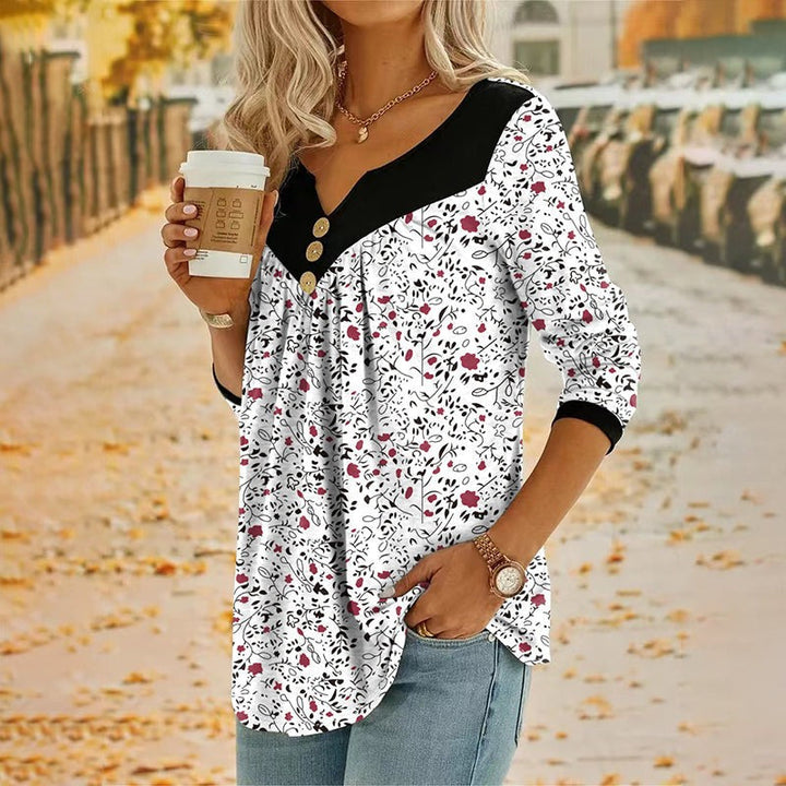 Clara | Floral Print V-Neck T-Shirt