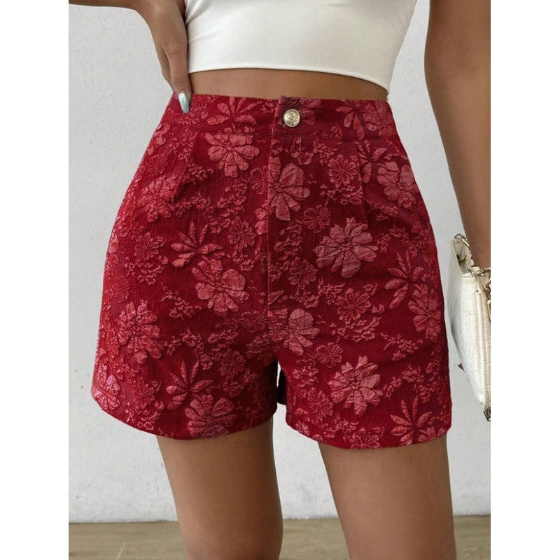 Flora | High-Waist Floral Jacquard Shorts