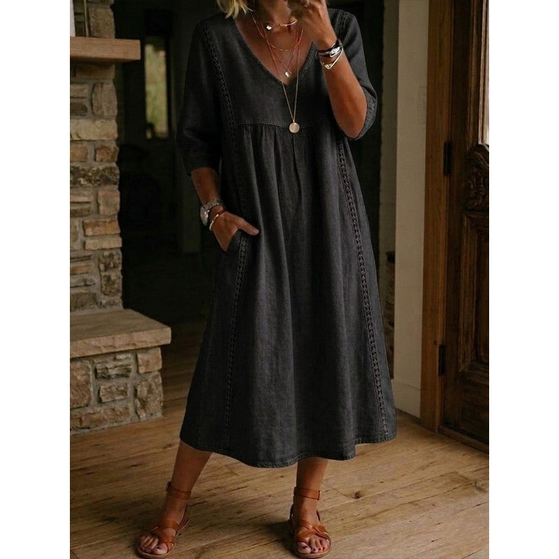 Clara | -Trimmed A-Line Maxi Dress