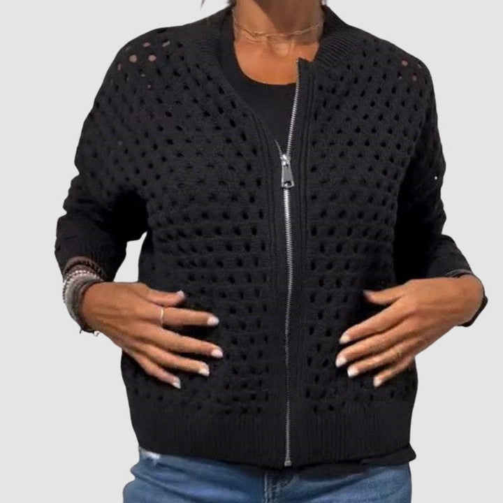 Constance | Open-Knit Zippered Cardigan