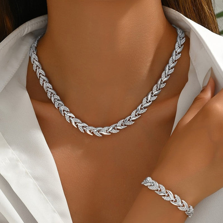 Elena | Rhinestone Chevron-Link Jewelry Set