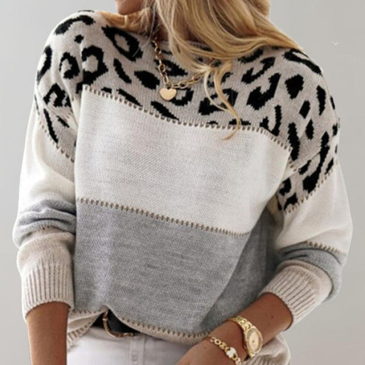 Pascaline | Leopard-Print Colour-Block Knitted Sweater