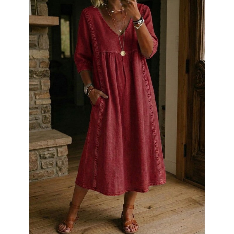 Clara | -Trimmed A-Line Maxi Dress