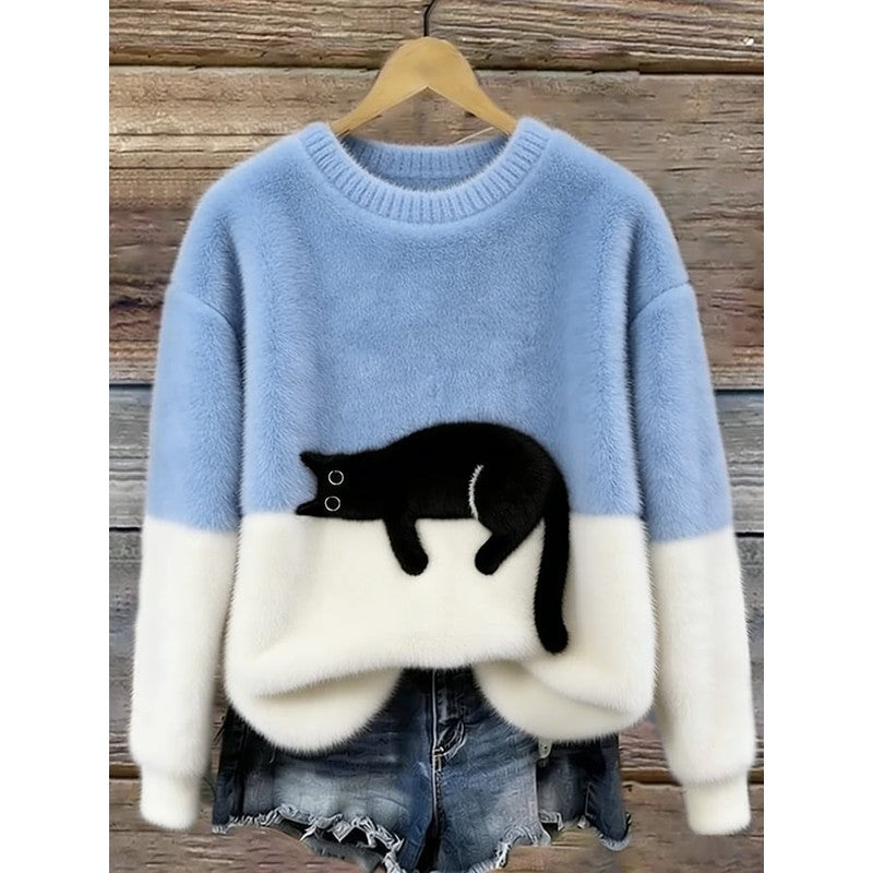 Emma | Graphic Cat Print Oversized Sweater