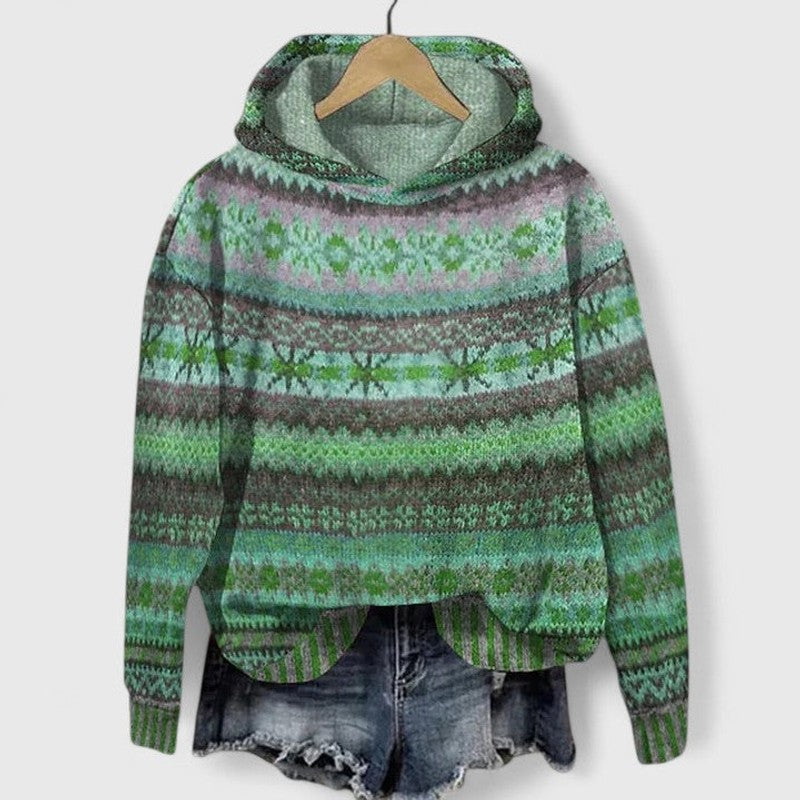 Elyvanyah | Retro Geometric Jacquard Hoodie